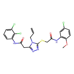 2-[5-({2-[(5-chloro-2-methoxyphenyl)amino]-2-oxoethyl}sulfanyl)-4-(prop-2-en-1-yl)-4H-1,2,4-triazol-3-yl]-N-(2,3-dichlorophenyl)acetamide structure