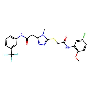 2-[5-({2-[(5-chloro-2-methoxyphenyl)amino]-2-oxoethyl}sulfanyl)-4-methyl-4H-1,2,4-triazol-3-yl]-N-[3-(trifluoromethyl)phenyl]acetamide structure