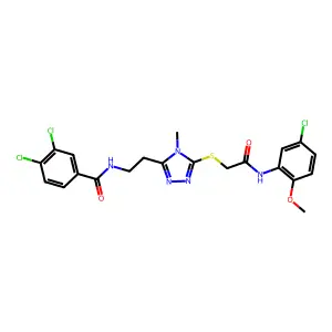 3,4-dichloro-N-[2-[5-[2-(5-chloro-2-methoxyanilino)-2-oxoethyl]sulfanyl-4-methyl-1,2,4-triazol-3-yl]ethyl]benzamide structure