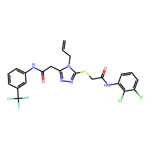 2-[5-({2-[(2,3-dichlorophenyl)amino]-2-oxoethyl}sulfanyl)-4-(prop-2-en-1-yl)-4H-1,2,4-triazol-3-yl]-N-[3-(trifluoromethyl)phenyl]acetamide structure