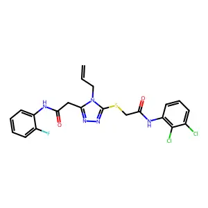 2-[5-({2-[(2,3-dichlorophenyl)amino]-2-oxoethyl}sulfanyl)-4-(prop-2-en-1-yl)-4H-1,2,4-triazol-3-yl]-N-(2-fluorophenyl)acetamide structure