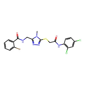 2-bromo-N-[[5-[2-(2,4-dichloroanilino)-2-oxoethyl]sulfanyl-4-methyl-1,2,4-triazol-3-yl]methyl]benzamide structure