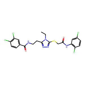 3,4-dichloro-N-[2-[5-[2-(2,5-dichloroanilino)-2-oxoethyl]sulfanyl-4-ethyl-1,2,4-triazol-3-yl]ethyl]benzamide structure