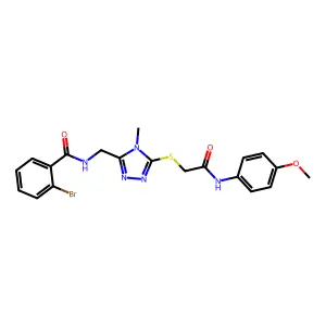 2-bromo-N-[[5-[2-(4-methoxyanilino)-2-oxoethyl]sulfanyl-4-methyl-1,2,4-triazol-3-yl]methyl]benzamide structure