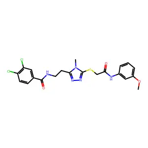 3,4-dichloro-N-[2-[5-[2-(3-methoxyanilino)-2-oxoethyl]sulfanyl-4-methyl-1,2,4-triazol-3-yl]ethyl]benzamide structure