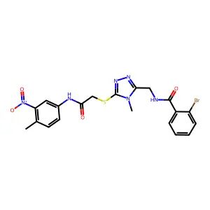 2-bromo-N-[[4-methyl-5-[2-(4-methyl-3-nitroanilino)-2-oxoethyl]sulfanyl-1,2,4-triazol-3-yl]methyl]benzamide structure