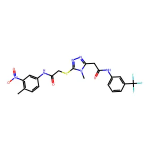 2-[4-methyl-5-({2-[(4-methyl-3-nitrophenyl)amino]-2-oxoethyl}sulfanyl)-4H-1,2,4-triazol-3-yl]-N-[3-(trifluoromethyl)phenyl]acetamide structure