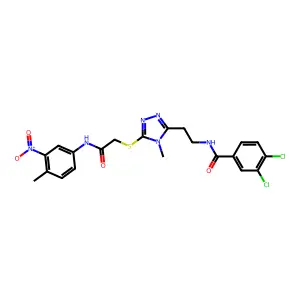 3,4-dichloro-N-[2-[4-methyl-5-[2-(4-methyl-3-nitroanilino)-2-oxoethyl]sulfanyl-1,2,4-triazol-3-yl]ethyl]benzamide structure
