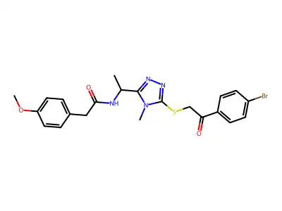 N-[1-(5-{[2-(4-bromophenyl)-2-oxoethyl]sulfanyl}-4-methyl-4H-1,2,4-triazol-3-yl)ethyl]-2-(4-methoxyphenyl)acetamide structure