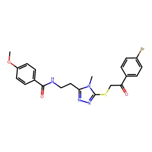 N-[2-(5-{[2-(4-bromophenyl)-2-oxoethyl]sulfanyl}-4-methyl-4H-1,2,4-triazol-3-yl)ethyl]-4-methoxybenzamide structure