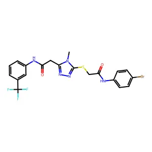 2-[5-({2-[(4-bromophenyl)amino]-2-oxoethyl}sulfanyl)-4-methyl-4H-1,2,4-triazol-3-yl]-N-[3-(trifluoromethyl)phenyl]acetamide structure