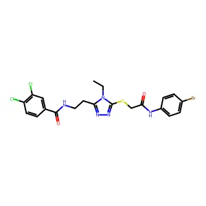 N-[2-[5-[2-(4-bromoanilino)-2-oxoethyl]sulfanyl-4-ethyl-1,2,4-triazol-3-yl]ethyl]-3,4-dichlorobenzamide structure