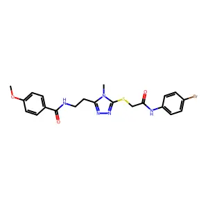 N-[2-[5-[2-(4-bromoanilino)-2-oxoethyl]sulfanyl-4-methyl-1,2,4-triazol-3-yl]ethyl]-4-methoxybenzamide structure