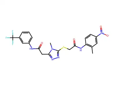 2-[4-methyl-5-({2-[(2-methyl-4-nitrophenyl)amino]-2-oxoethyl}sulfanyl)-4H-1,2,4-triazol-3-yl]-N-[3-(trifluoromethyl)phenyl]acetamide structure