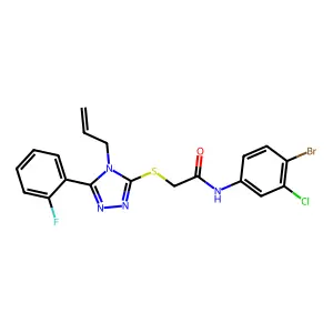 N-(4-bromo-3-chlorophenyl)-2-[[5-(2-fluorophenyl)-4-prop-2-enyl-1,2,4-triazol-3-yl]sulfanyl]acetamide structure