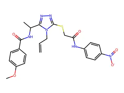 4-methoxy-N-{1-[5-({2-[(4-nitrophenyl)amino]-2-oxoethyl}sulfanyl)-4-(prop-2-en-1-yl)-4H-1,2,4-triazol-3-yl]ethyl}benzamide structure