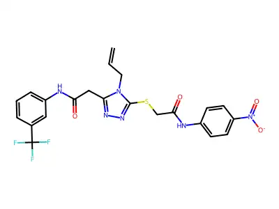 2-[5-({2-[(4-nitrophenyl)amino]-2-oxoethyl}sulfanyl)-4-(prop-2-en-1-yl)-4H-1,2,4-triazol-3-yl]-N-[3-(trifluoromethyl)phenyl]acetamide structure