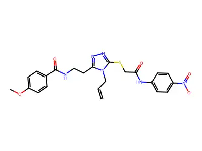 4-methoxy-N-[2-[5-[2-(4-nitroanilino)-2-oxoethyl]sulfanyl-4-prop-2-enyl-1,2,4-triazol-3-yl]ethyl]benzamide structure