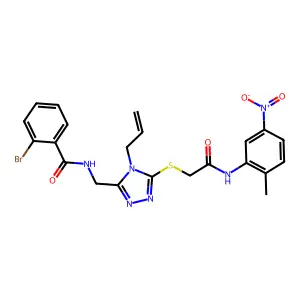 2-bromo-N-[[5-[2-(2-methyl-5-nitroanilino)-2-oxoethyl]sulfanyl-4-prop-2-enyl-1,2,4-triazol-3-yl]methyl]benzamide structure