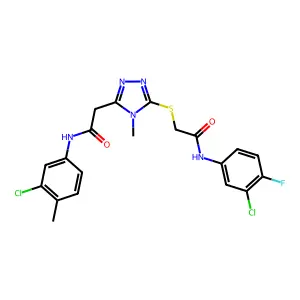 2-[5-({2-[(3-chloro-4-fluorophenyl)amino]-2-oxoethyl}sulfanyl)-4-methyl-4H-1,2,4-triazol-3-yl]-N-(3-chloro-4-methylphenyl)acetamide structure