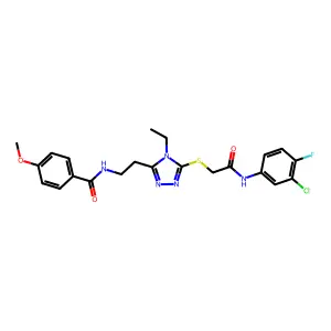 N-[2-[5-[2-(3-chloro-4-fluoroanilino)-2-oxoethyl]sulfanyl-4-ethyl-1,2,4-triazol-3-yl]ethyl]-4-methoxybenzamide structure