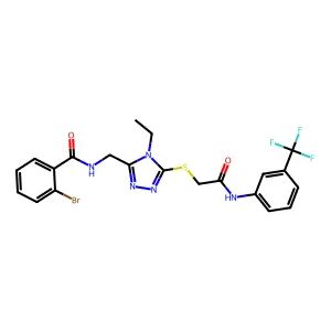 2-bromo-N-({4-ethyl-5-[(2-oxo-2-{[3-(trifluoromethyl)phenyl]amino}ethyl)sulfanyl]-4H-1,2,4-triazol-3-yl}methyl)benzamide structure