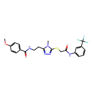 4-methoxy-N-(2-{4-methyl-5-[(2-oxo-2-{[3-(trifluoromethyl)phenyl]amino}ethyl)sulfanyl]-4H-1,2,4-triazol-3-yl}ethyl)benzamide structure