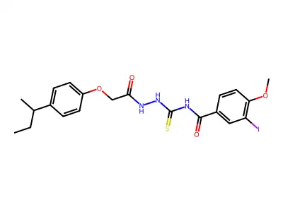 N-[[[2-(4-butan-2-ylphenoxy)acetyl]amino]carbamothioyl]-3-iodo-4-methoxybenzamide structure