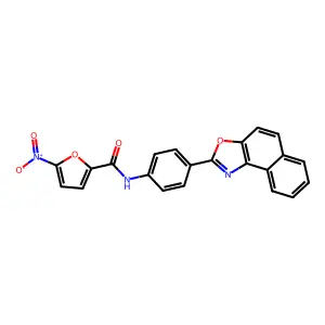 N-(4-naphtho[1,2-d][1,3]oxazol-2-ylphenyl)-5-nitro-2-furamide structure