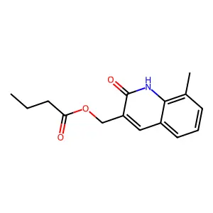 (8-methyl-2-oxo-1H-quinolin-3-yl)methyl butanoate structure