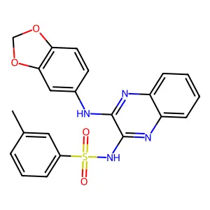 N-[3-(1,3-benzodioxol-5-ylamino)quinoxalin-2-yl]-3-methylbenzenesulfonamide structure