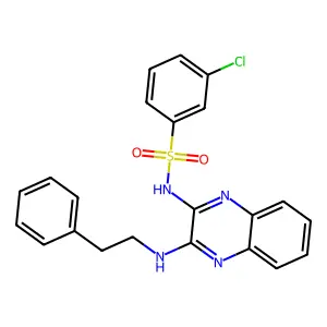 3-chloro-N-{3-[(2-phenylethyl)amino]quinoxalin-2-yl}benzenesulfonamide structure
