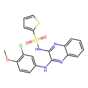 N-(3-((3-chloro-4-methoxyphenyl)amino)quinoxalin-2-yl)thiophene-2-sulfonamide structure