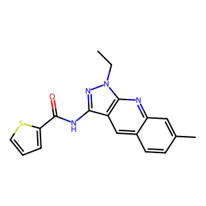 N-(1-ethyl-7-methylpyrazolo[3,4-b]quinolin-3-yl)thiophene-2-carboxamide structure