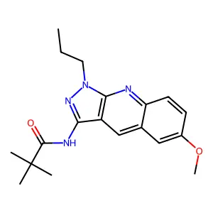 N-(6-methoxy-1-propylpyrazolo[3,4-b]quinolin-3-yl)-2,2-dimethylpropanamide structure