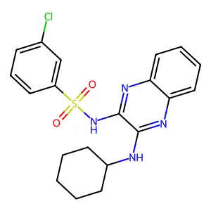 3-chloro-N-[3-(cyclohexylamino)quinoxalin-2-yl]benzenesulfonamide structure