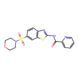 N-(6-(morpholinosulfonyl)benzo[d]thiazol-2-yl)picolinamide structure