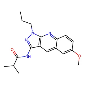 N-(6-methoxy-1-propylpyrazolo[3,4-b]quinolin-3-yl)-2-methylpropanamide structure