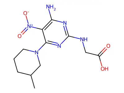 2-((4-Amino-6-(3-methylpiperidin-1-yl)-5-nitropyrimidin-2-yl)amino)acetic acid structure