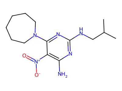 6-(azepan-1-yl)-2-N-(2-methylpropyl)-5-nitropyrimidine-2,4-diamine structure