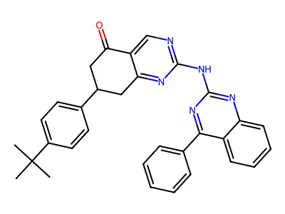 7-(4-tert-butylphenyl)-2-[(4-phenylquinazolin-2-yl)amino]-7,8-dihydroquinazolin-5(6H)-one structure