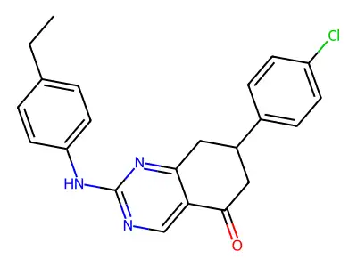7-(4-chlorophenyl)-2-[(4-ethylphenyl)amino]-7,8-dihydroquinazolin-5(6H)-one structure