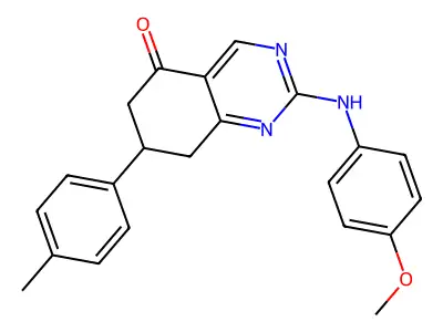 2-[(4-methoxyphenyl)amino]-7-(4-methylphenyl)-7,8-dihydroquinazolin-5(6H)-one structure