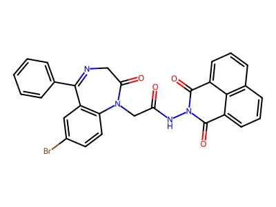 2-(7-bromo-2-oxo-5-phenyl-3H-1,4-benzodiazepin-1-yl)-N-(1,3-dioxobenzo[de]isoquinolin-2-yl)acetamide structure