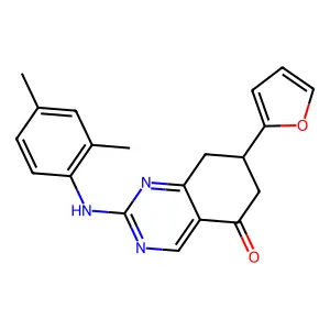 2-(2,4-dimethylanilino)-7-(furan-2-yl)-7,8-dihydro-6H-quinazolin-5-one structure