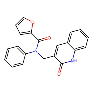 N-[(2-oxo-1H-quinolin-3-yl)methyl]-N-phenylfuran-2-carboxamide structure