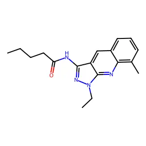 N-(1-ethyl-8-methylpyrazolo[3,4-b]quinolin-3-yl)pentanamide structure