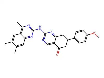 7-(4-methoxyphenyl)-2-[(4,6,7-trimethylquinazolin-2-yl)amino]-7,8-dihydroquinazolin-5(6H)-one structure