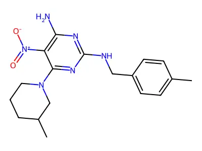 N~2~-(4-methylbenzyl)-6-(3-methylpiperidin-1-yl)-5-nitropyrimidine-2,4-diamine structure
