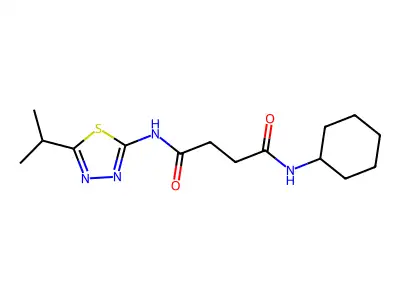 N-cyclohexyl-N'-(5-propan-2-yl-1,3,4-thiadiazol-2-yl)butanediamide structure
